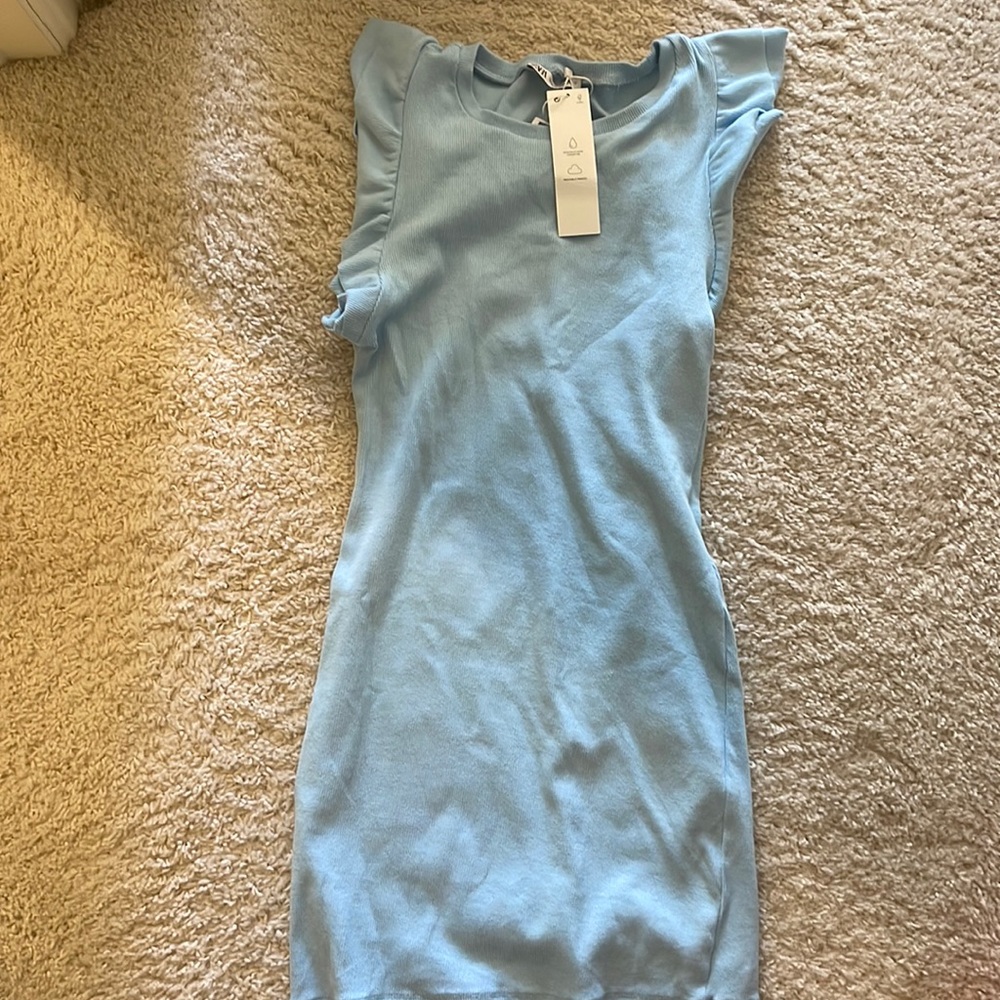 NWT ZARA MINI RUFFLED SHOULDER DRESS